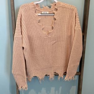 Lightweight Peach Fringed Sweater